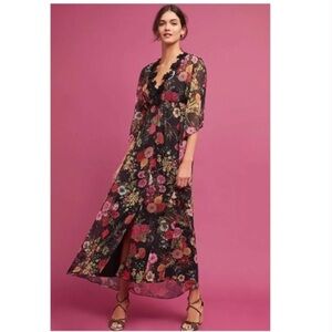 Anthropologie x Farm Rio Laina Floral Maxi Dress Boho Women size XS